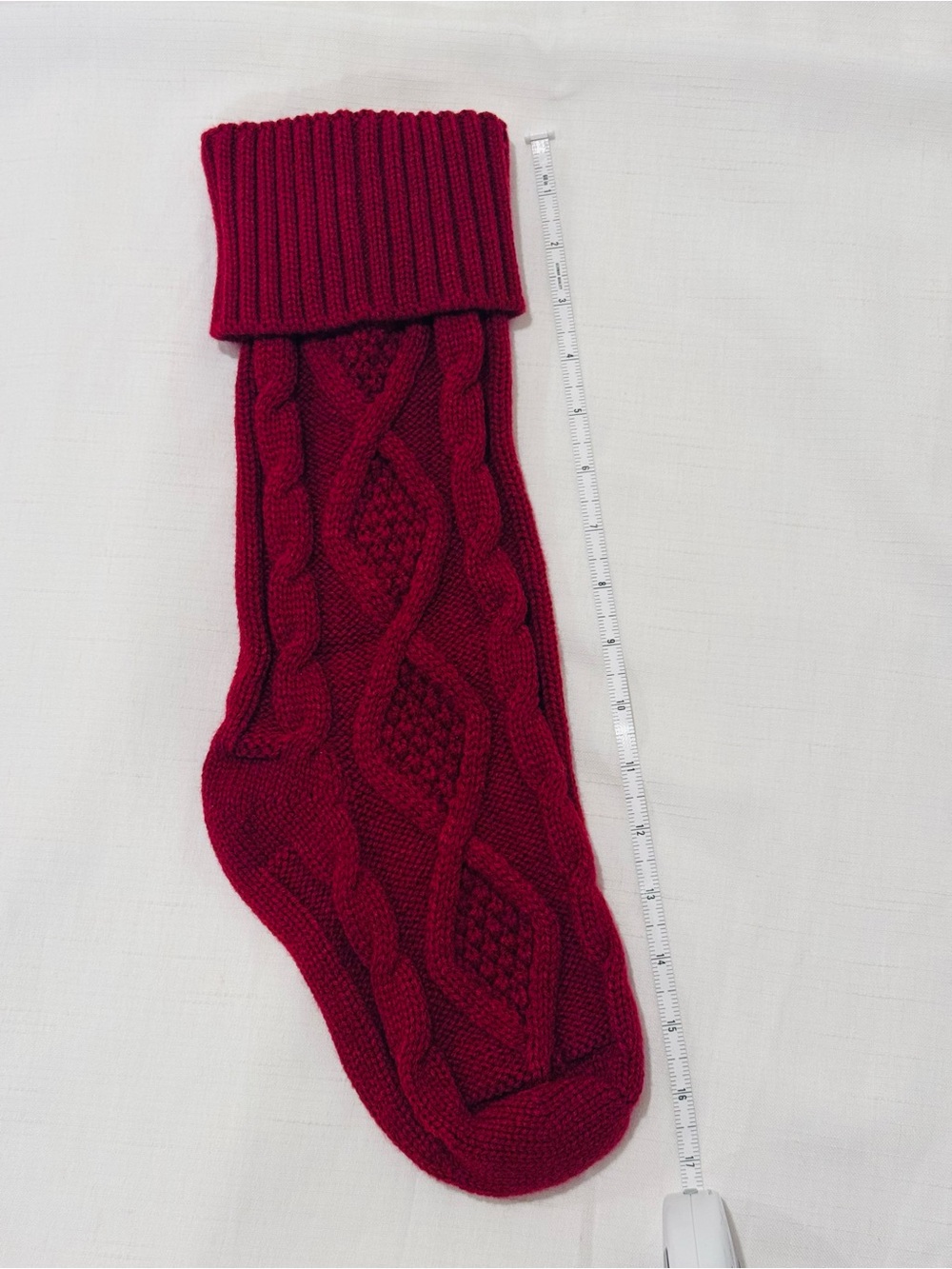 Christmas Holiday Stocking Cable-Knit Red